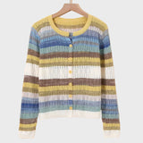KNITTED CARDIGAN WITH STRIPED PATTERN INSPIRED BY RETRO AESTHETICS