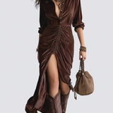 ALICIA - VINTAGE MIDI DRESS WITH BUTTONS LUXE